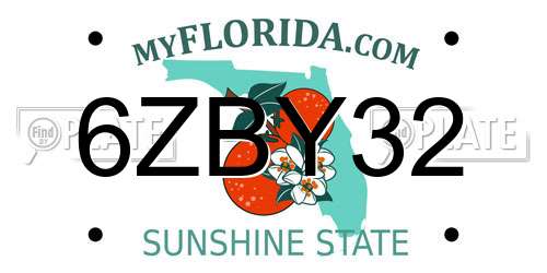 6ZBY32 Florida License Plate