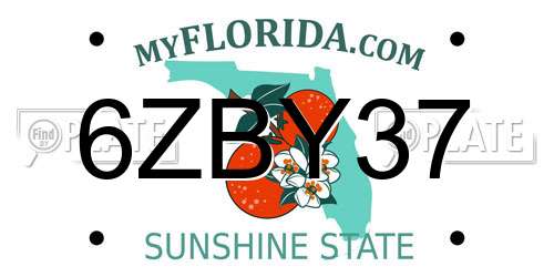 6ZBY37 Florida License Plate