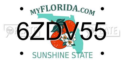 6ZDV55 Florida License Plate