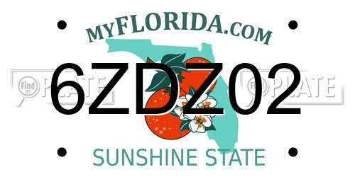 6ZDZ02 Florida License Plate