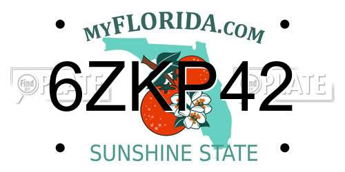 6ZKP42 Florida License Plate