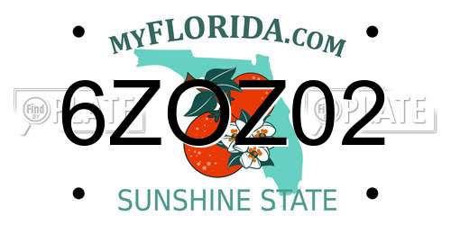 6ZOZ02 Florida License Plate