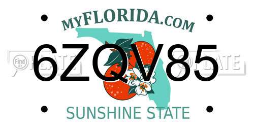 6ZQV85 Florida License Plate
