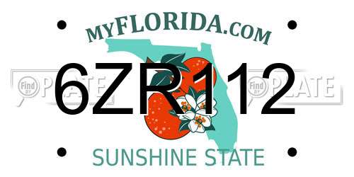 6ZR112 Florida License Plate