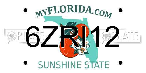 6ZRI12 Florida License Plate