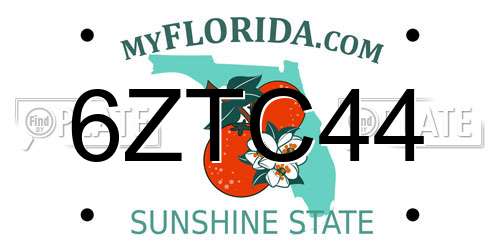 6ZTC44 Florida License Plate