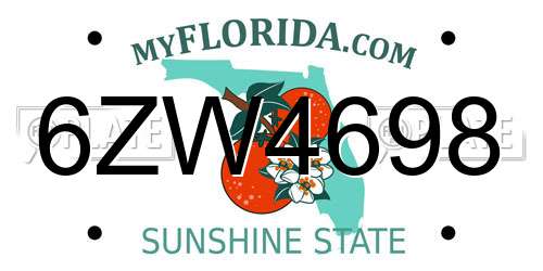 6ZW4698 Florida License Plate