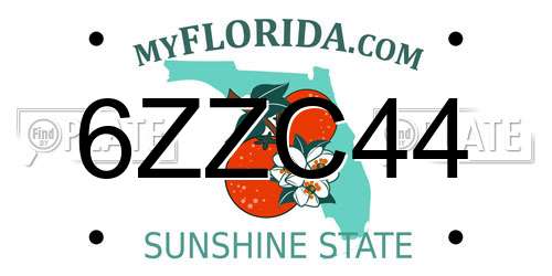 6ZZC44 Florida License Plate