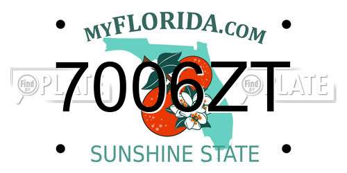 7006ZT Florida License Plate