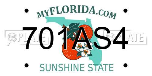 701AS4 Florida License Plate