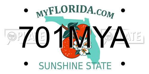 701MYA Florida License Plate