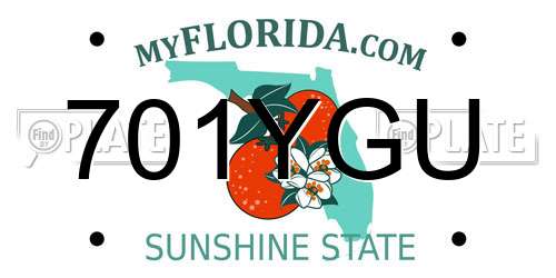 701YGU Florida License Plate