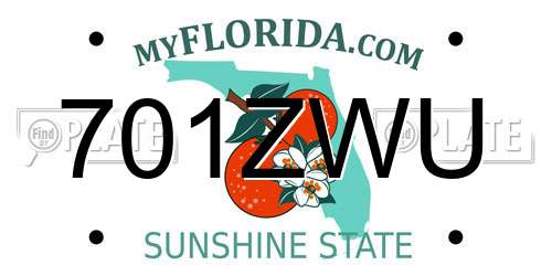 701ZWU Florida License Plate