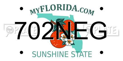 702NEG Florida License Plate