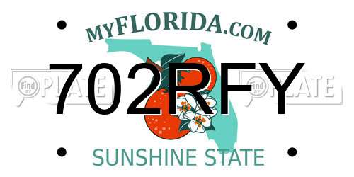 702RFY Florida License Plate