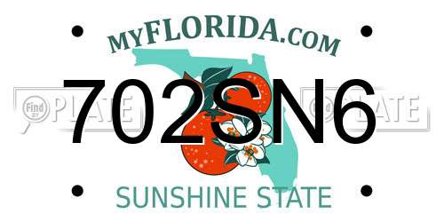 702SN6 Florida License Plate