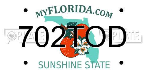 702TOD Florida License Plate
