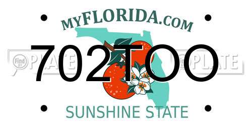 702TOO Florida License Plate