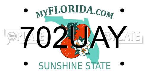 702UAY Florida License Plate