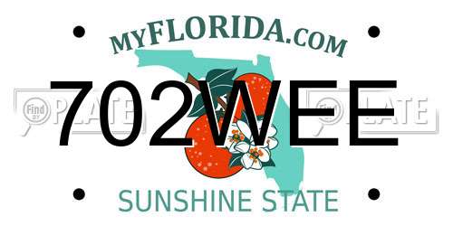 702WEE Florida License Plate