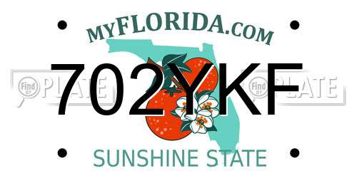 702YKF Florida License Plate