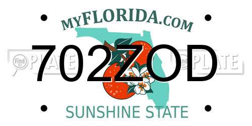 702ZOD Florida License Plate