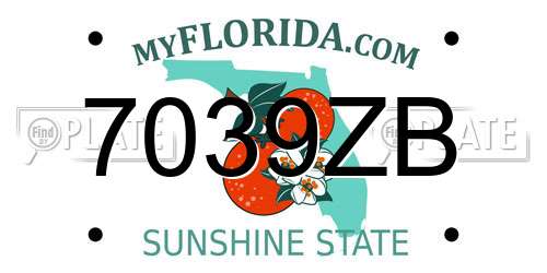 7039ZB Florida License Plate