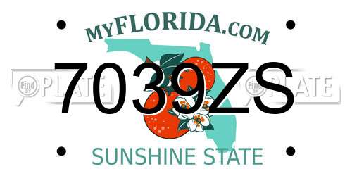 7039ZS Florida License Plate