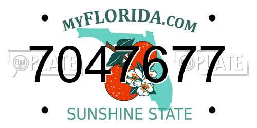 7047677 Florida License Plate
