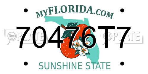 70476T7 Florida License Plate