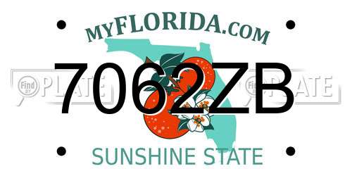 7062ZB Florida License Plate