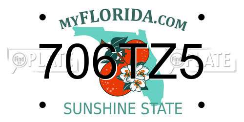 706TZ5 Florida License Plate