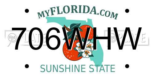 706WHW Florida License Plate