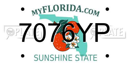 7076YP Florida License Plate