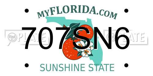 707SN6 Florida License Plate