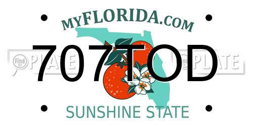 707TOD Florida License Plate