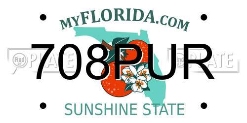 708PUR Florida License Plate