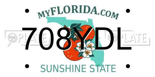 708YDL Florida License Plate