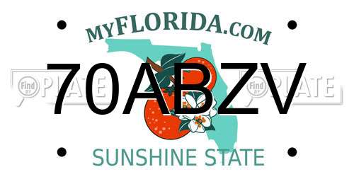 70ABZV Florida License Plate