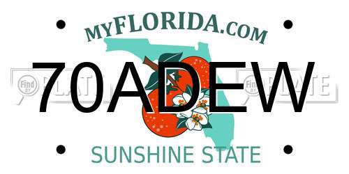 70ADEW Florida License Plate