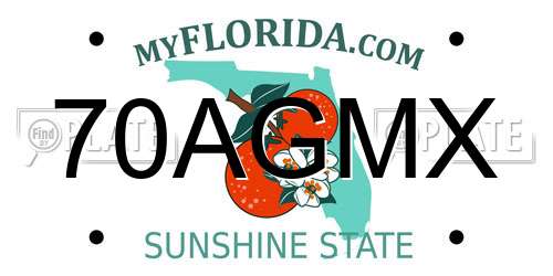 70AGMX Florida License Plate