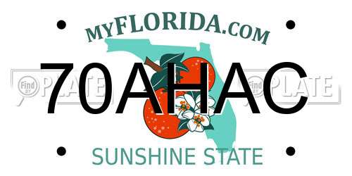 70AHAC Florida License Plate