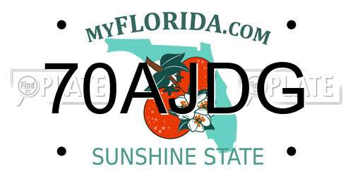 70AJDG Florida License Plate