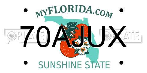 70AJUX Florida License Plate