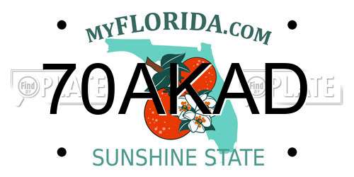 70AKAD Florida License Plate