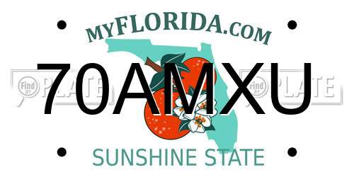 70AMXU Florida License Plate