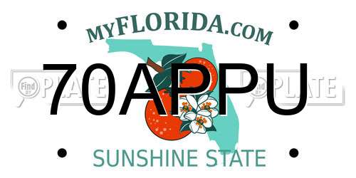 70APPU Florida License Plate