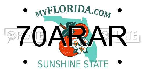 70ARAR Florida License Plate