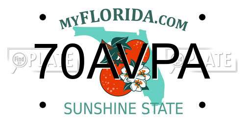 70AVPA Florida License Plate