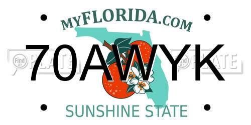 70AWYK Florida License Plate